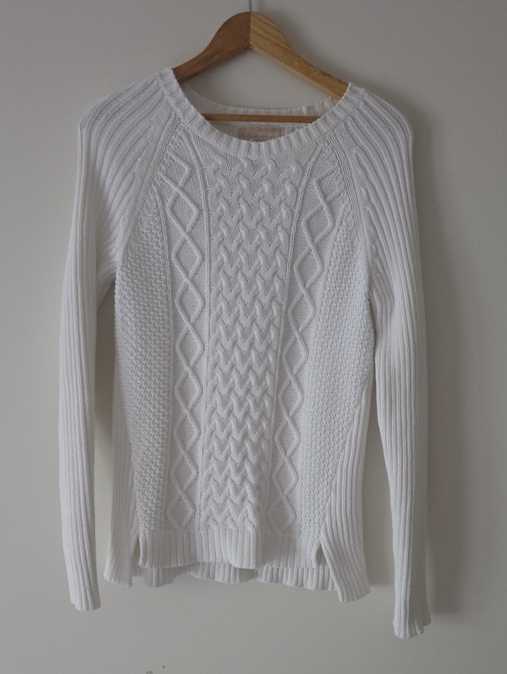 Michael Kors White Cable Crewneck Sweater